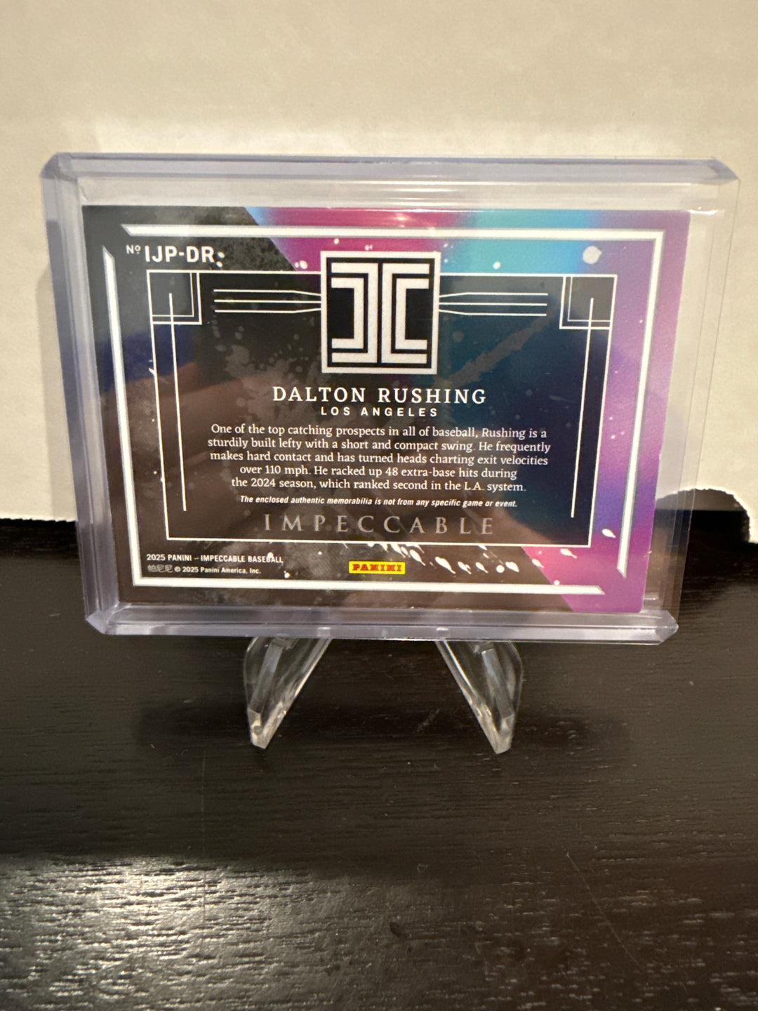 Dalton Rushing 2024 Panini Impeccable Fielding Glove Relic, 2/6