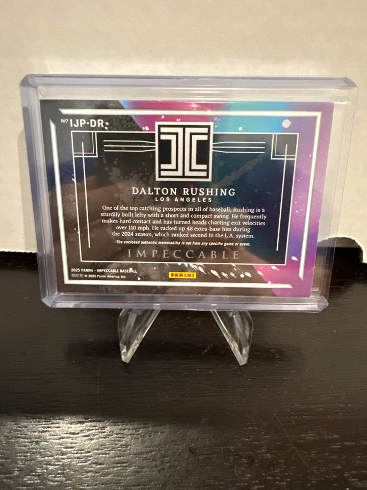 Dalton Rushing 2024 Panini Impeccable Fielding Glove Relic, 2/6
