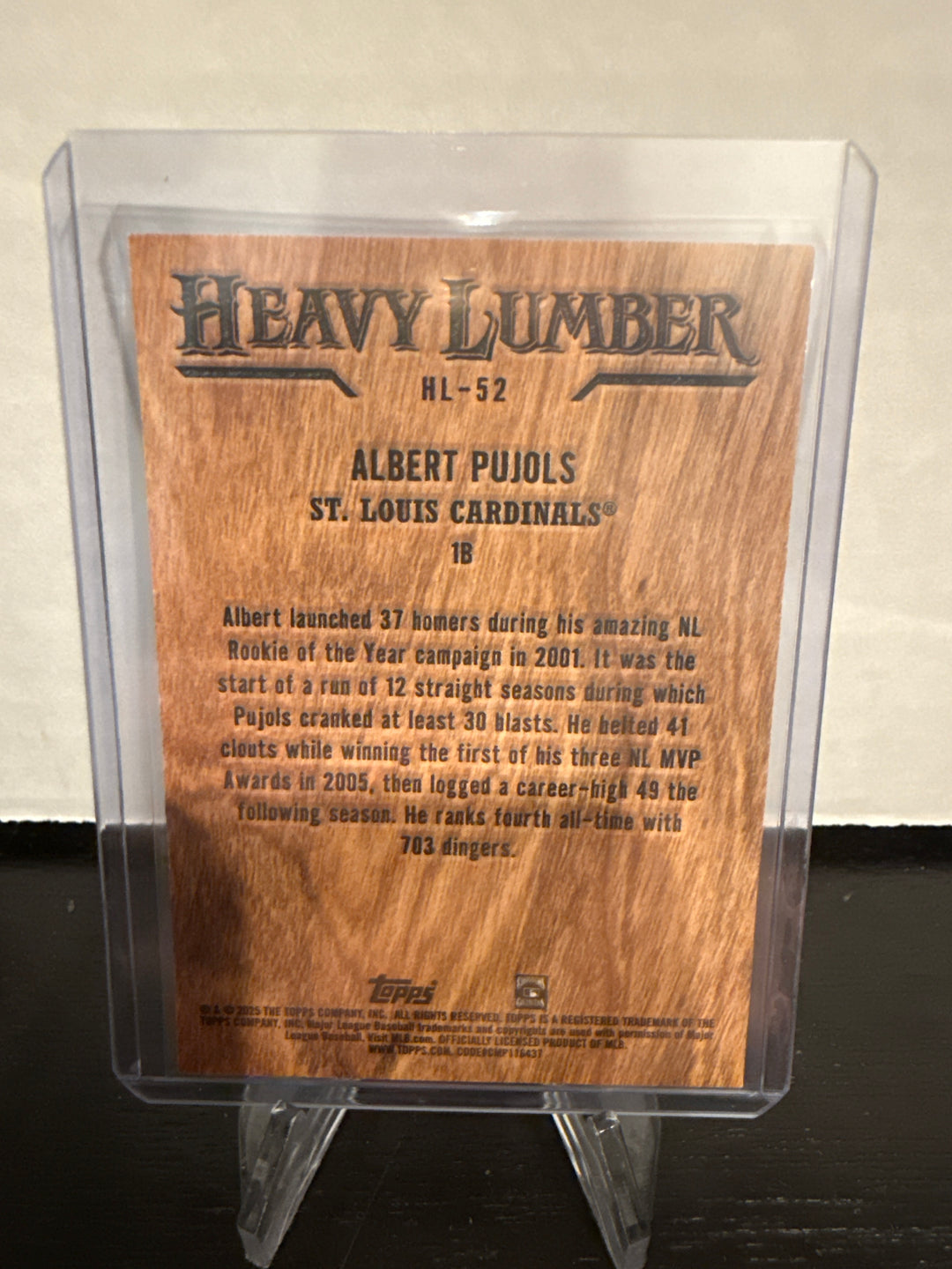 Albert Pujols 2025 Topps Series One Heavy Lumber SSP Case Hit