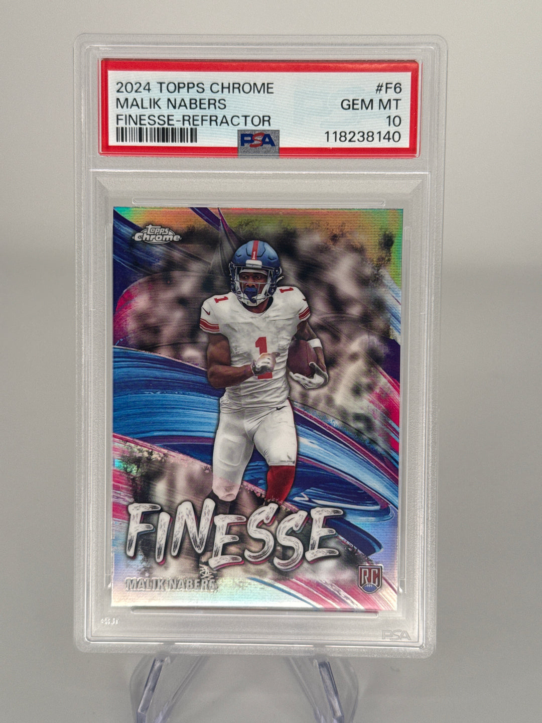 Malik Nabers 2024 Topps Chrome Finesse Rookie Refractor, PSA 10 Gem Mint