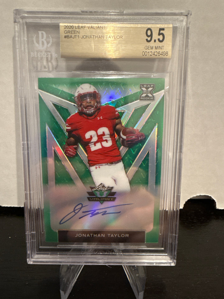 Jonathan Taylor 2020 Leaf Valiant Green Rookie Auto, 34/75, BGS 9.5