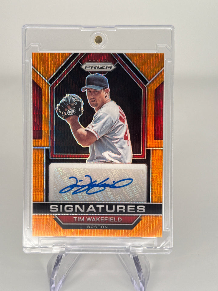 Tim Wakefield 2023 Panini Prizm Orange Wave Auto, 25/50