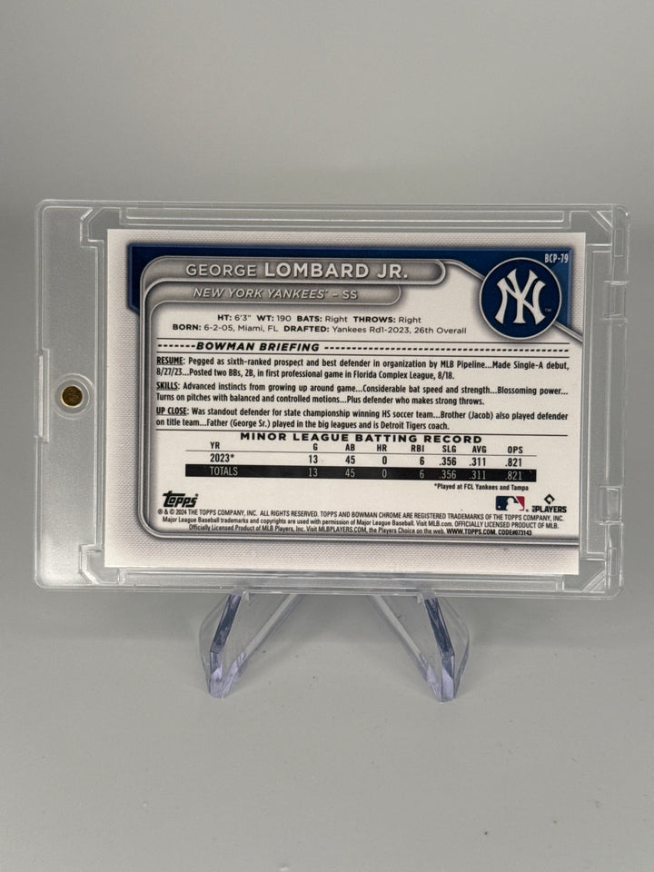 George Lombard Jr 2024 Bowman Sapphire Chrome Prospect 1st