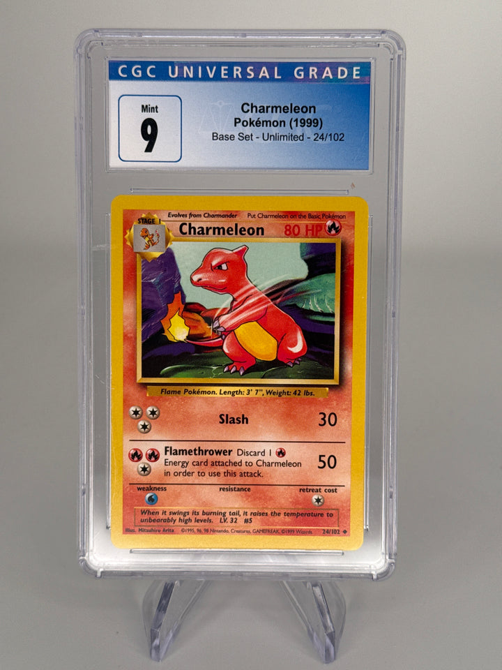 Pokemon TCG 1999 Charmeleon Base Set Unlimited, 24/102, CGC 9 Mint