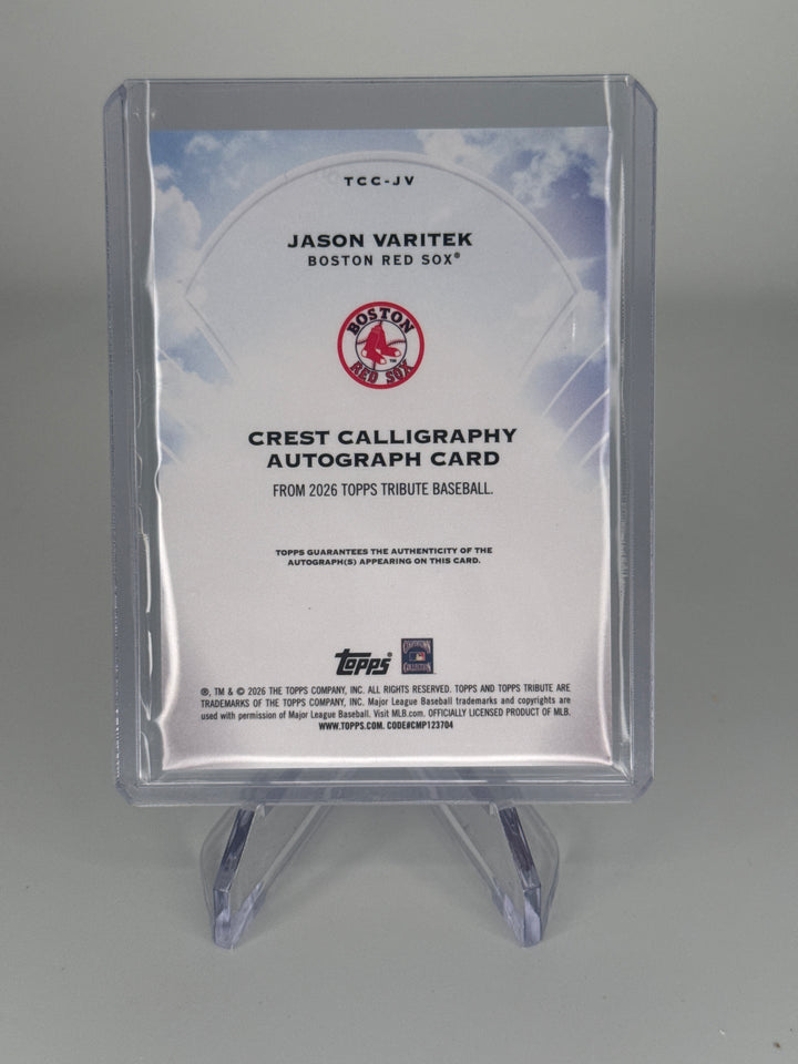 Jason Varitek 2026 Topps Pristine Crest Calligraphy Auto, 042/199
