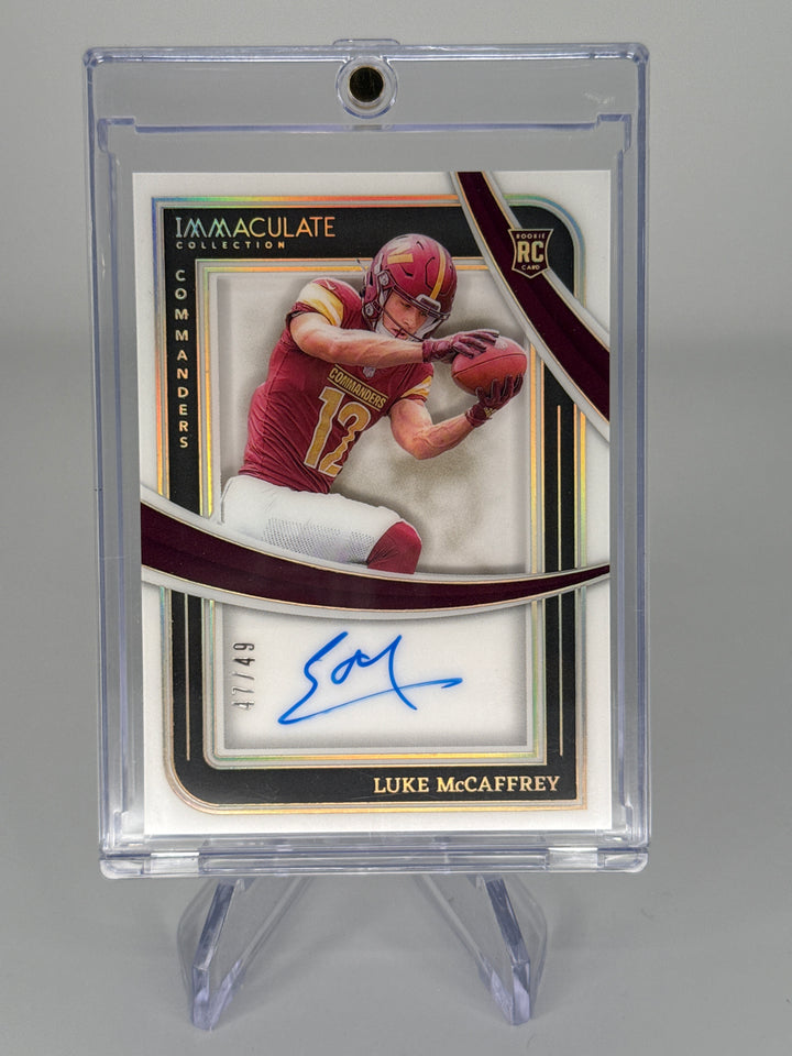 Luke McCaffrey 2024 Panini Immaculate Rookie Auto, 47/49