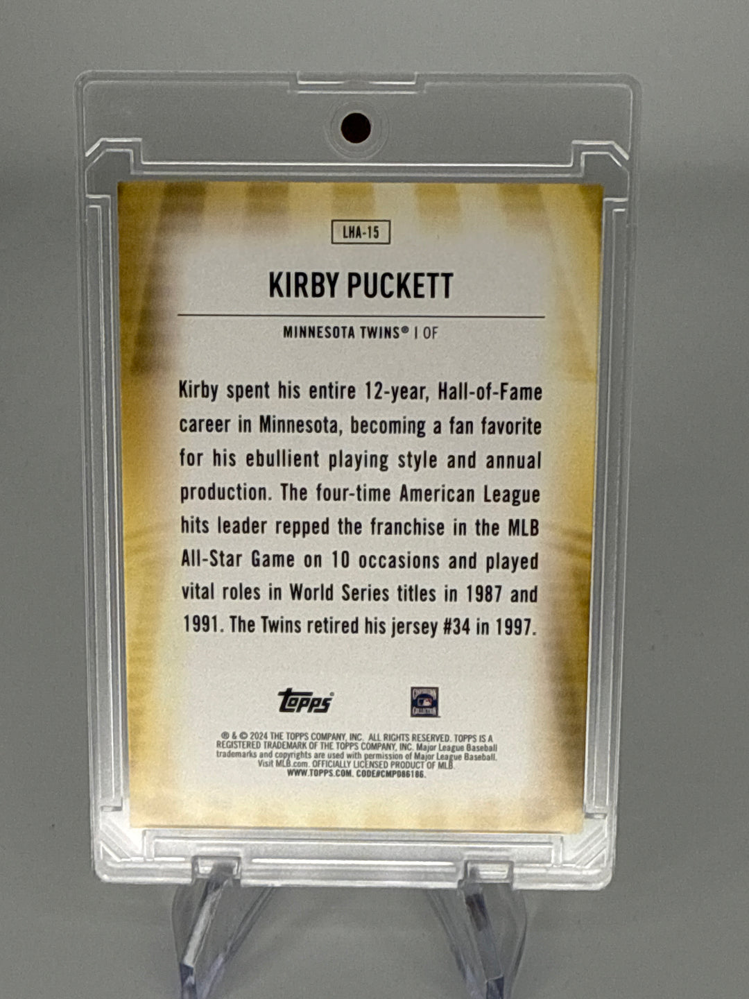 Kirby Puckett 2024 Topps Update Legendary Home Field Advantage SP