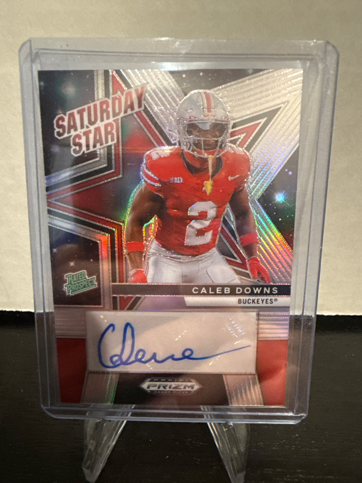 Caleb Downs 2025 Panini Prizm Draft Picks Saturday Star Silver Prospect Auto