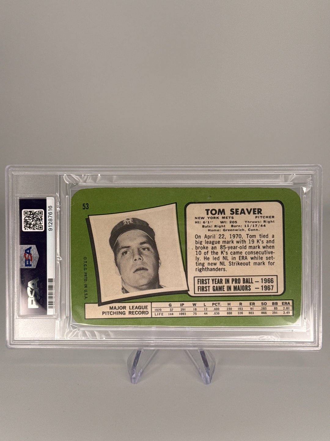 Tom Seaver 1971 Topps Super, PSA 8