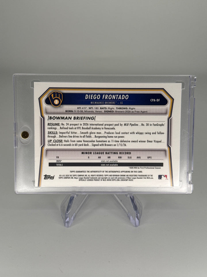 Diego Frontado 2026 Bowman Chrome Packfractor 1st Auto, 08/89