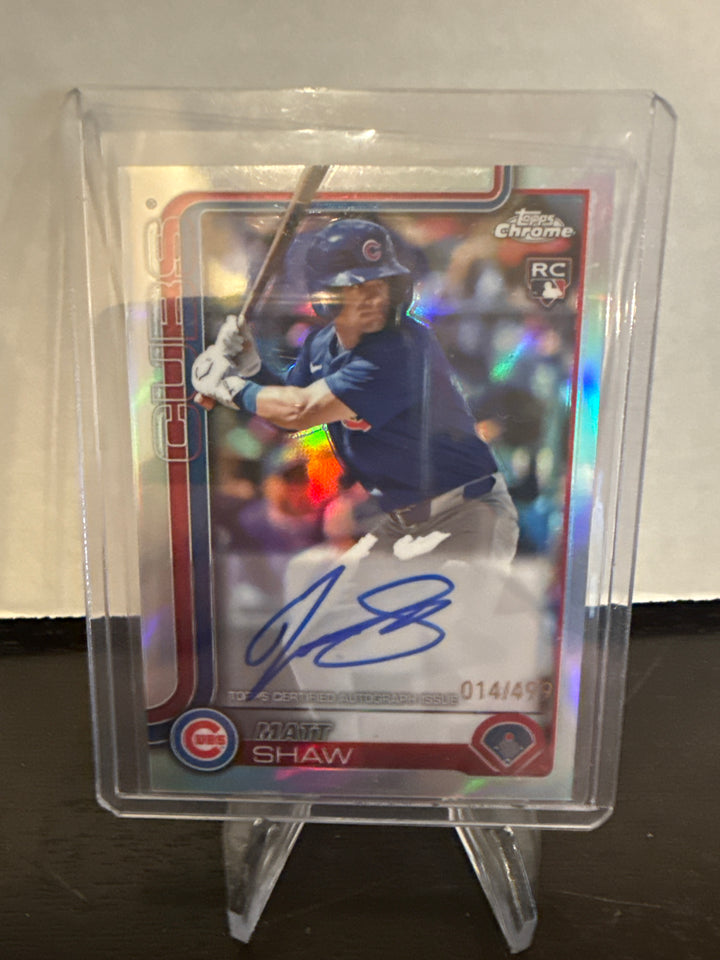 Matt Shaw 2025 Topps Chrome Rookie Auto Refractor, 014/499
