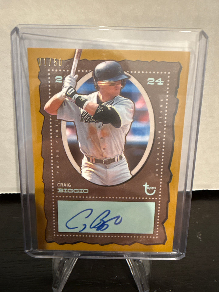 Craig Biggio 2024 Topps Brooklyn Collection Gold Auto, 01/50