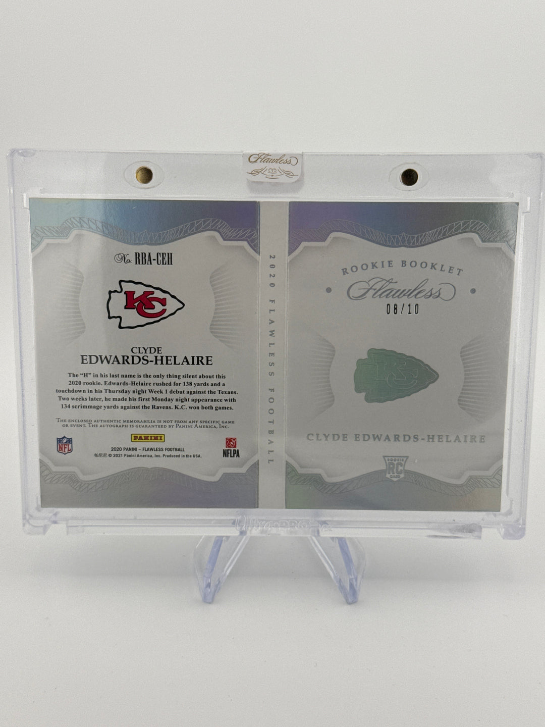 Clyde Edwards-Helaire 2020 Panini Flawless Rookie Nike Patch Auto Booklet, 08/10