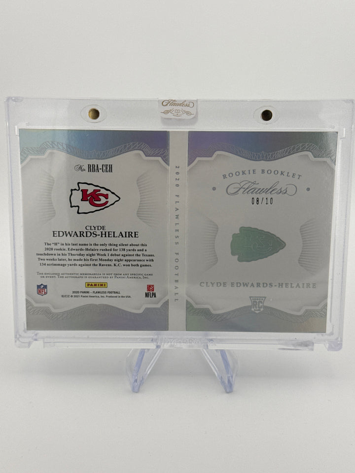 Clyde Edwards-Helaire 2020 Panini Flawless Rookie Nike Patch Auto Booklet, 08/10
