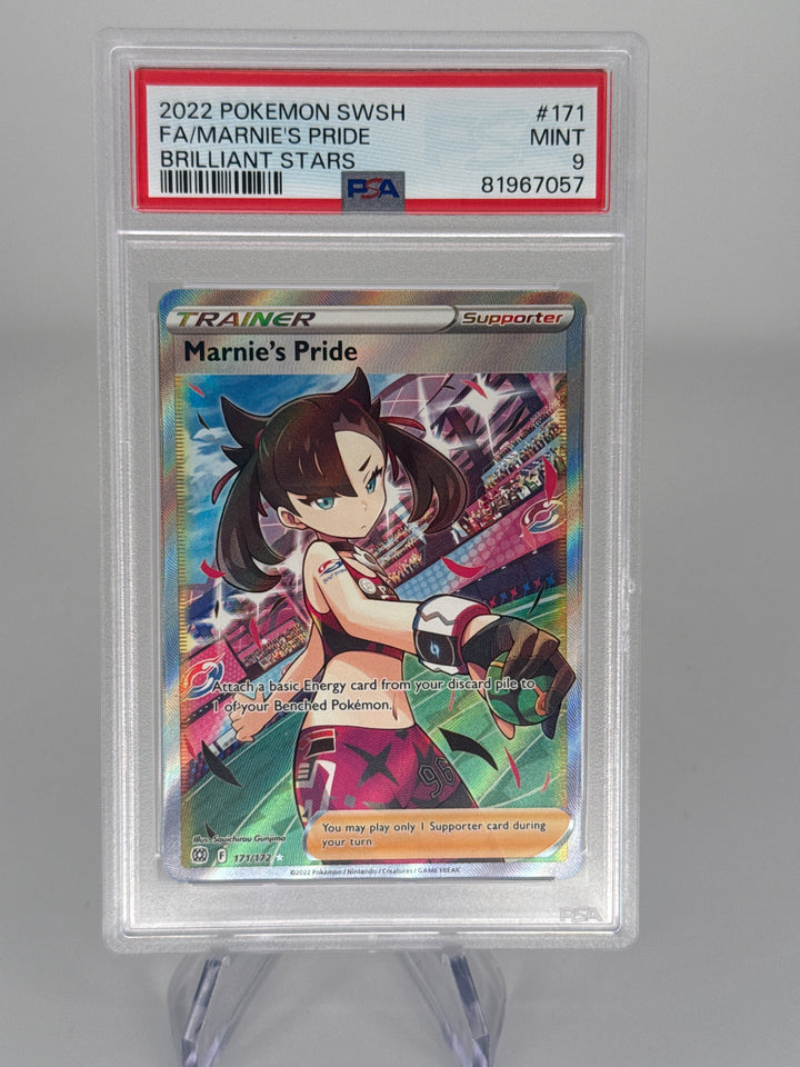 Pokemon TCG 2022 Marnie's Pride Brilliant Stars Full Art Trainer, 171/172, PSA 9 Mint