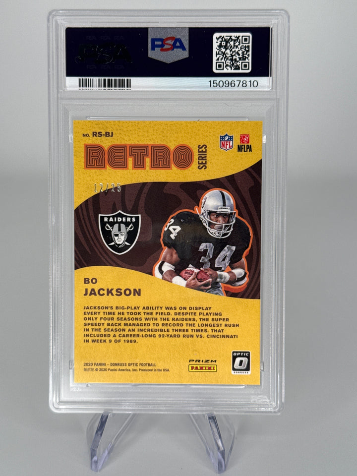 Bo Jackson 2020 Panini Donruss Optic Retro Series Black Pandora, 12/25, PSA 10 Gem Mint
