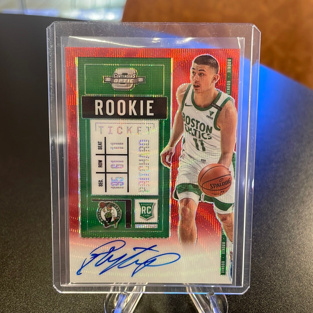 Payton Pritchard 2020-2021 Panini Optic Contenders Red Wave Rookie Ticket Variation Auto