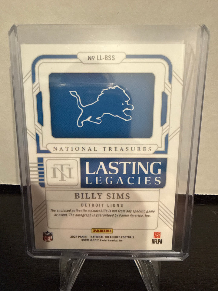 Billy Sims 2024 Panini National Treasures Lasting Legacies Patch Auto, 29/99