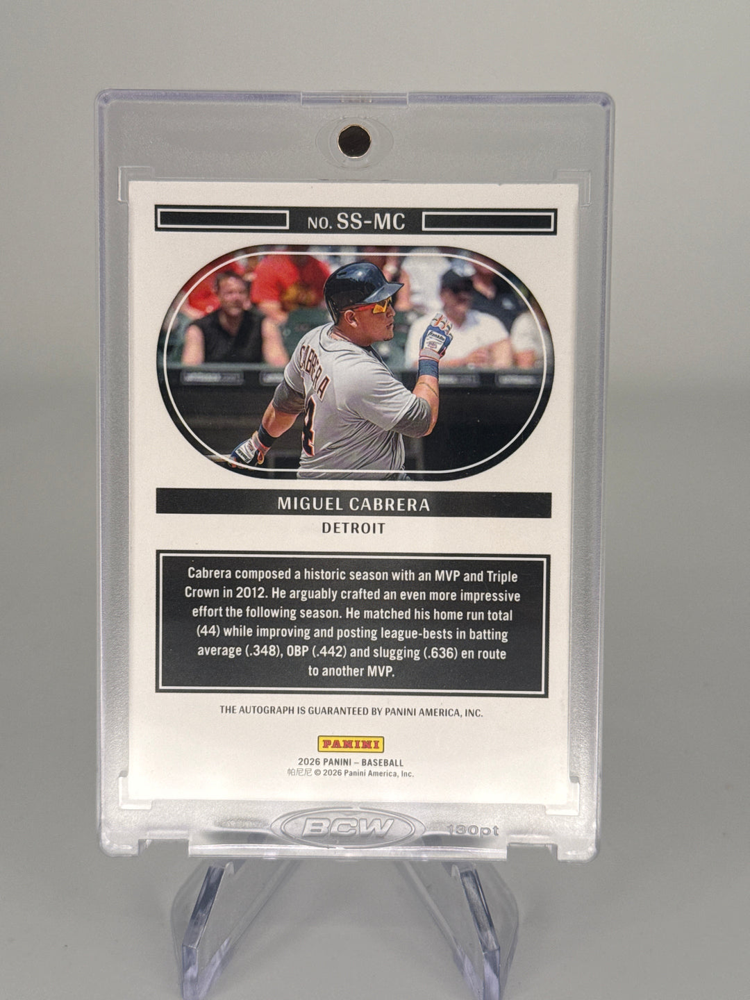 Miguel Cabrera 2026 Panini Immaculate NOIR Auto, 99/99