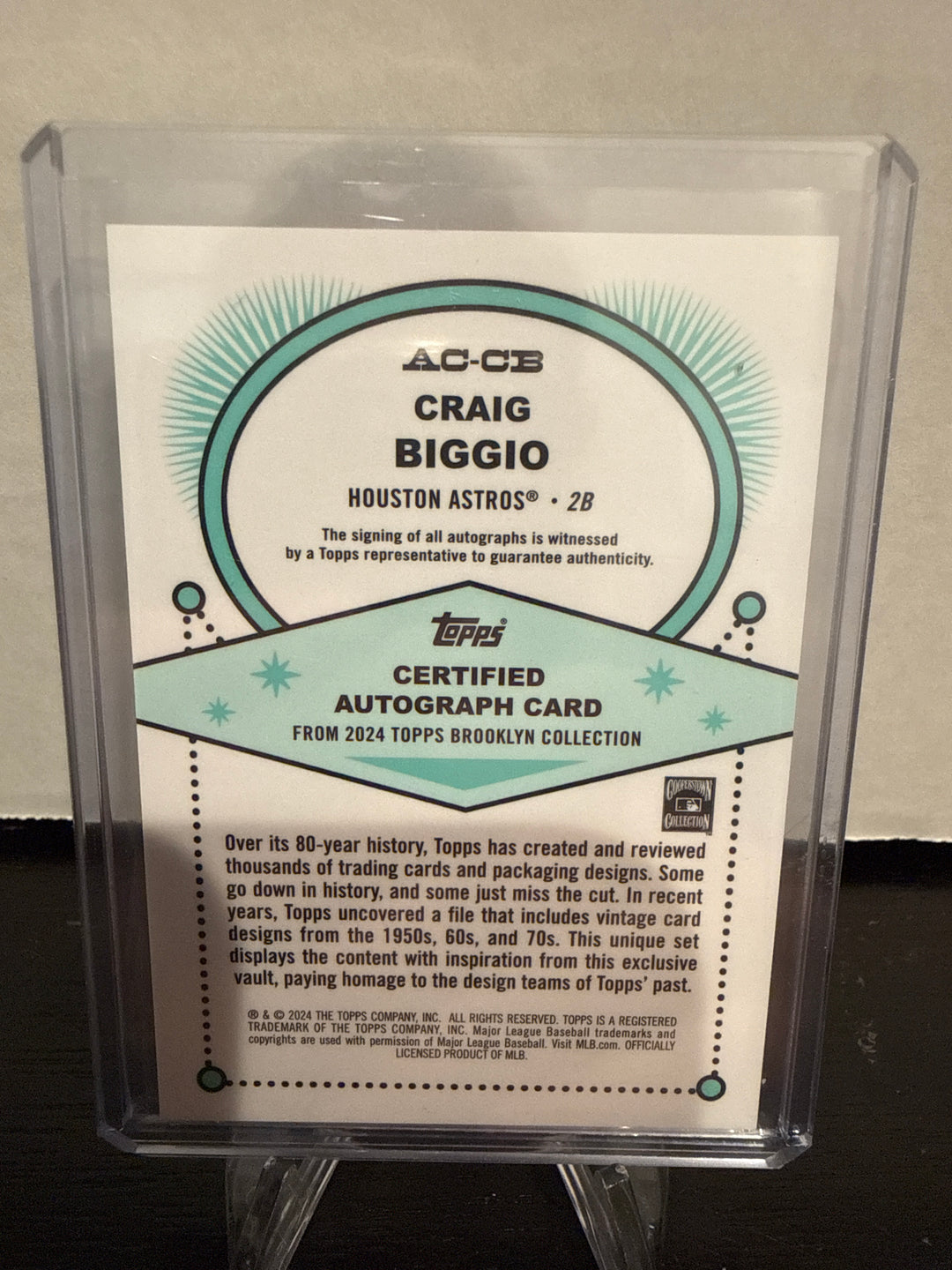 Craig Biggio 2024 Topps Brooklyn Collection Gold Auto, 01/50