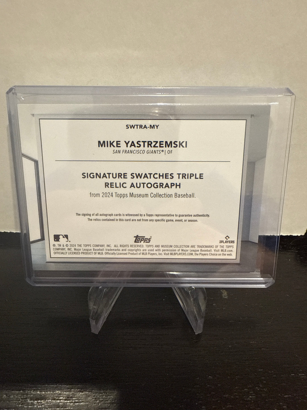 Mike Yastrzemski 2024 Topps Museum Collection Triple Relic Auto, 21/25