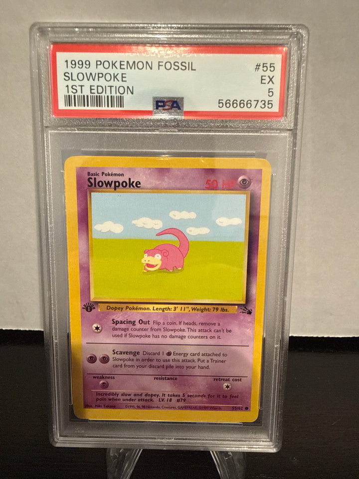 Pokemon TCG 1999 Slowpoke Fossil 1st Edition, 55/62, PSA 5