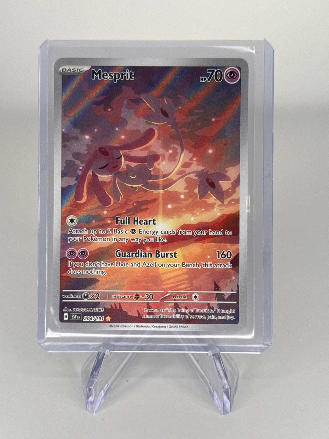 Pokemon TCG 2024 Mesprit Surging Sparks Full Art Illustration Rare, 204/191