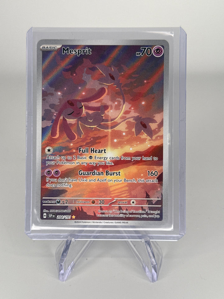 Pokemon TCG 2024 Mesprit Surging Sparks Full Art Illustration Rare, 204/191