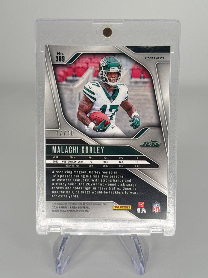 Malachi Corley 2024 Panini Prizm Gold Disco Prizm Rookie Auto, 07/10