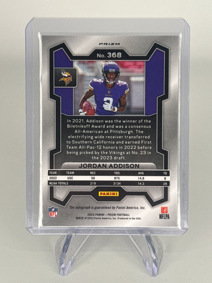 Jordan Addison 2023 Panini Prizm Silver Rookie Auto