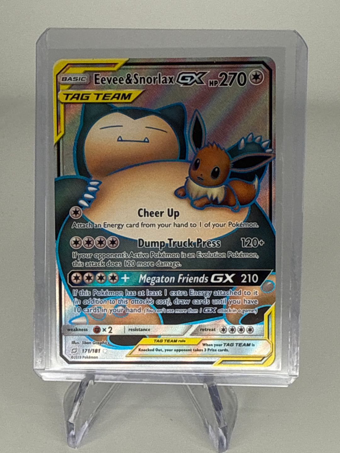 Pokemon TCG 2019 Eevee & Snorlax GX Sun & Moon Tag Team, 171/181