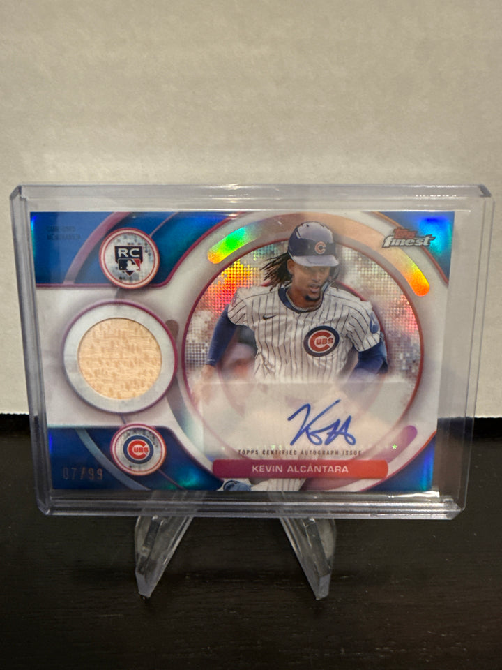 Kevin Alcantara 2025 Topps Finest Rookie Auto Relic Blue Refractor, 07/99