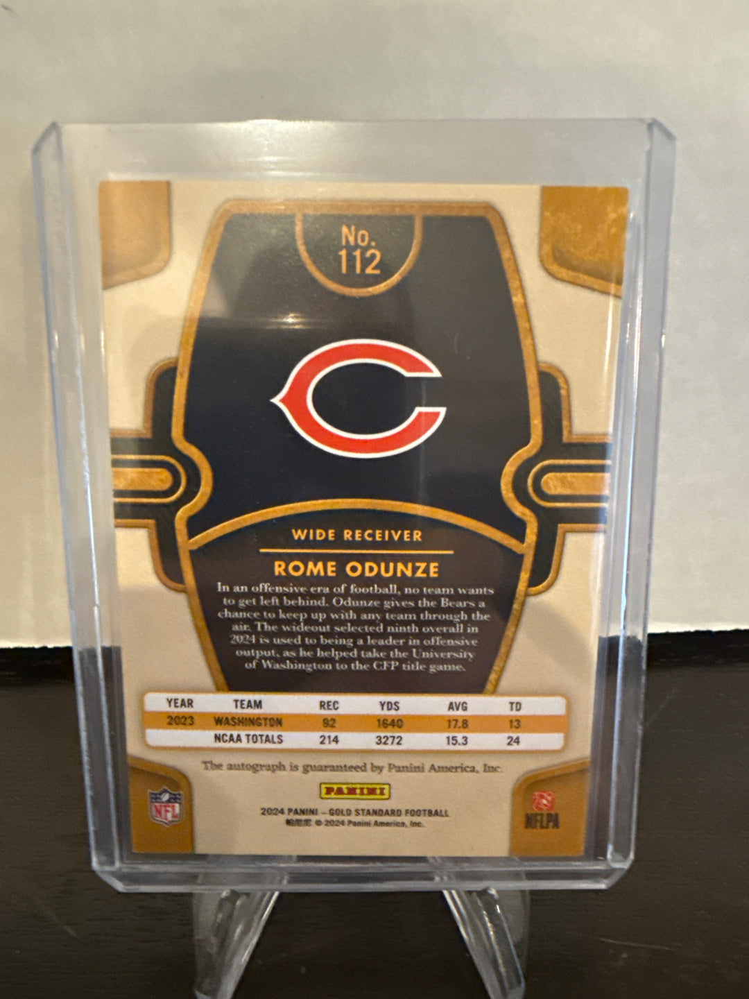 Rome Odunze 2024 Panini Gold Standard Rookie Auto, 196/199