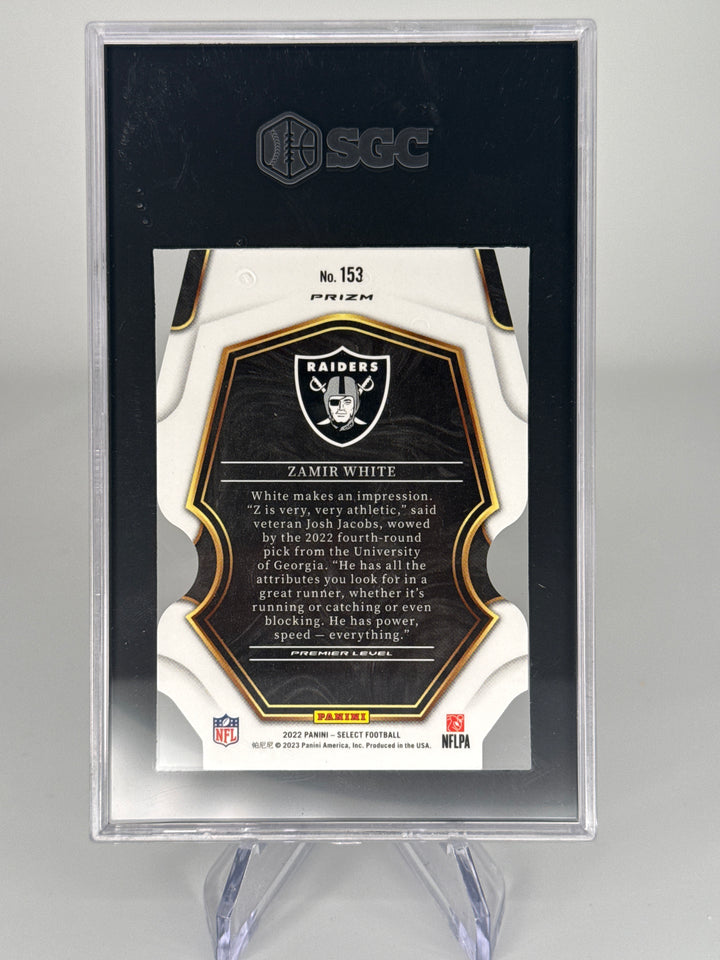 Zamir White 2022 Panini Select Zebra Die Cut SSP Rookie, SGC 10 Gem Mint