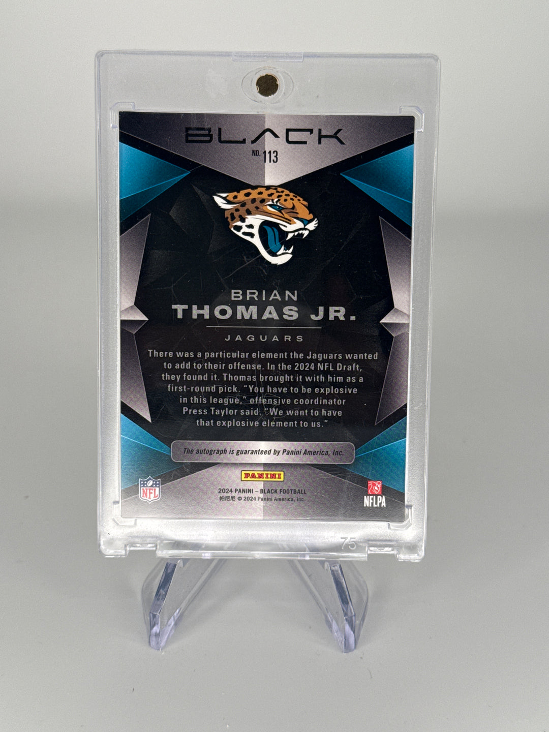 Brian Thomas Jr 2024 Panini Black Rookie Auto, 049/199