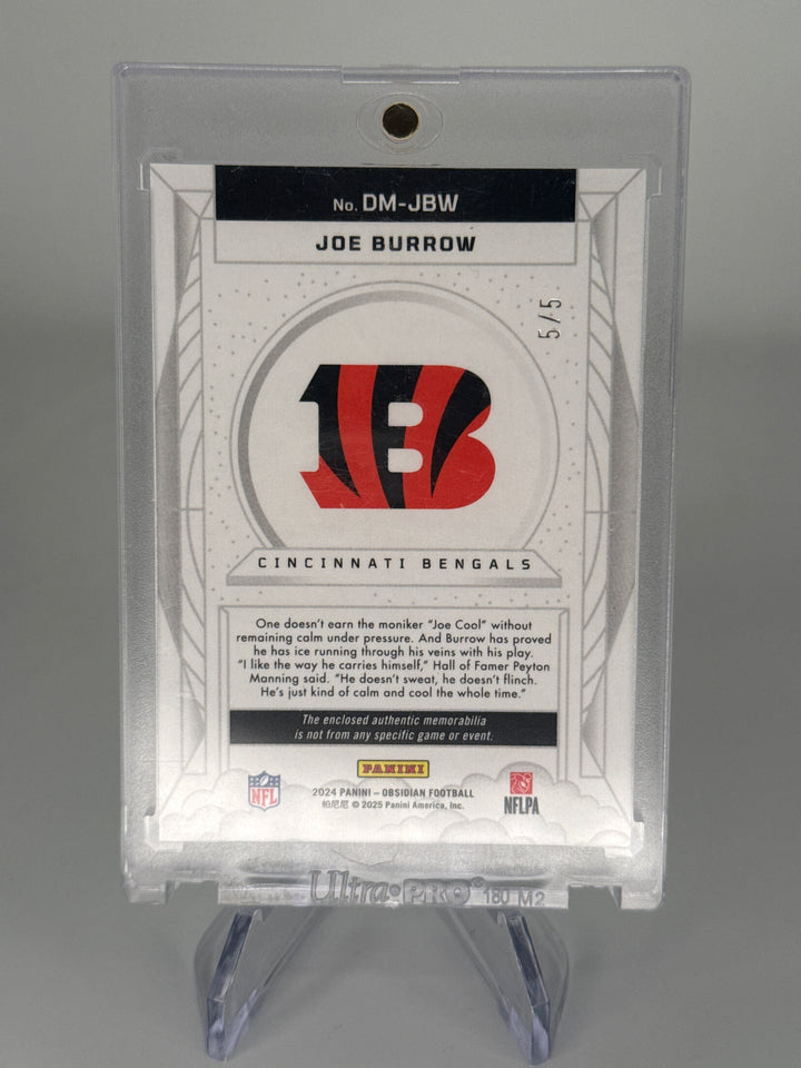 Joe Burrow 2024 Panini Obsidian Dusk Green Flood Nike Swoosh Relic, 5/5