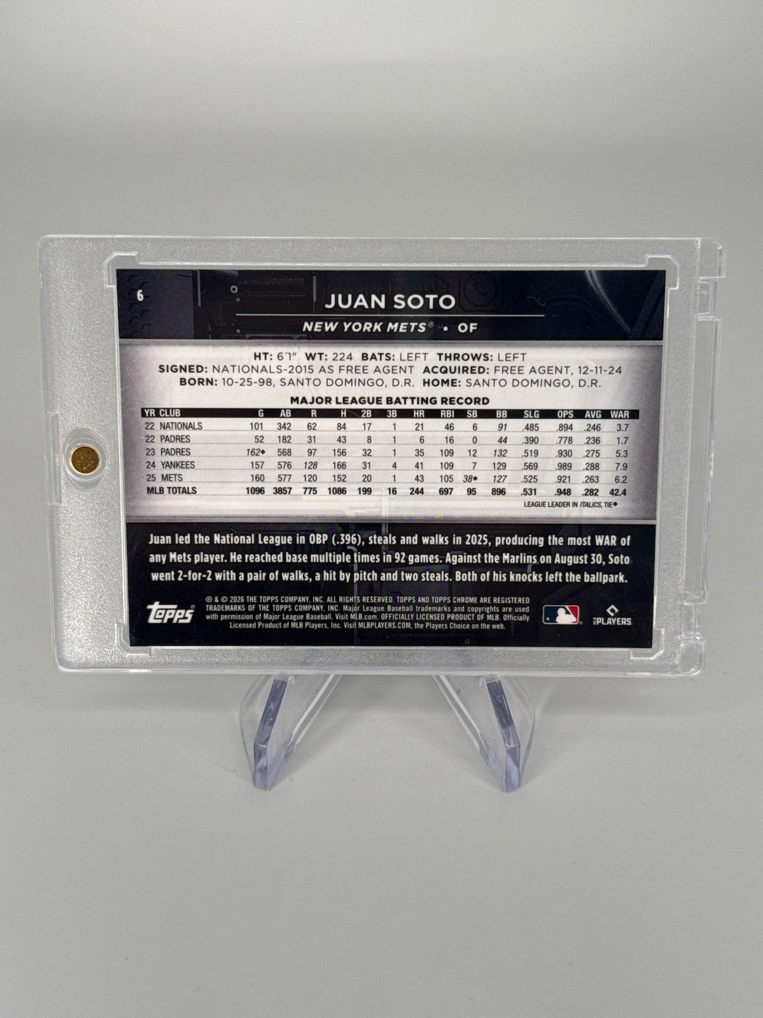 Juan Soto 2026 Topps Chrome Black Orange Refractor, 09/25