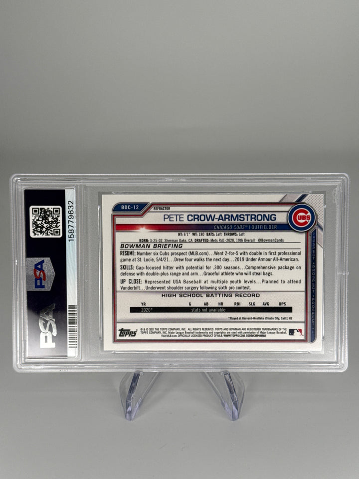Pete Crow-Armstrong 2021 Bowman Draft Chrome Refractor, PSA 9 Mint