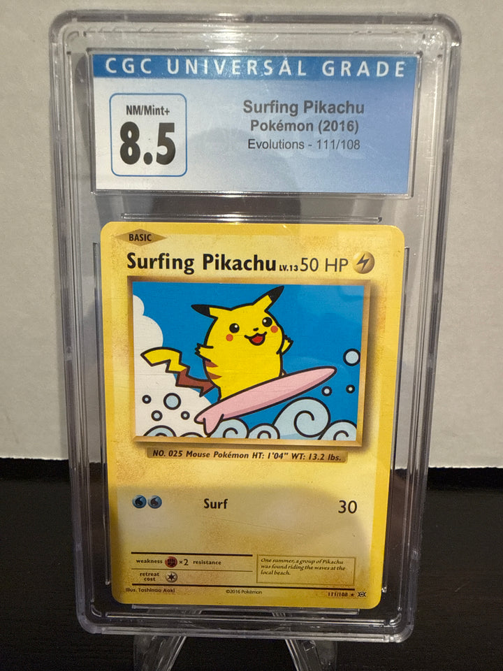 Pokemon TCG 2016 Surfing Pikachu Evolutions, 111/108, CGC 8.5