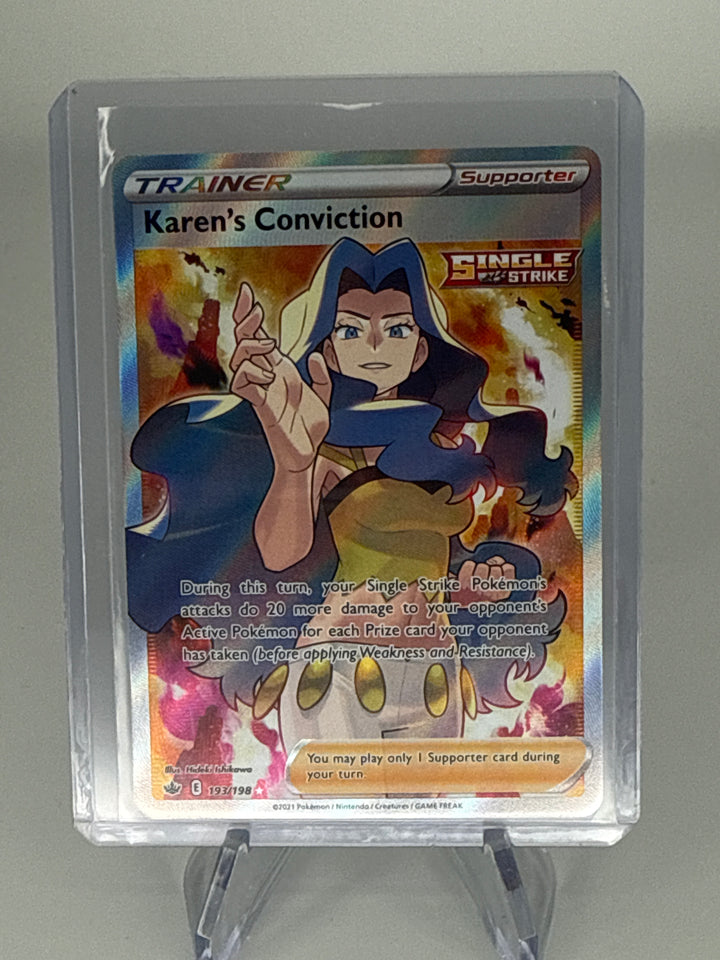 Pokemon TCG 2021 Karen's Conviction Chilling Reign Full Art Trainer, 193/198