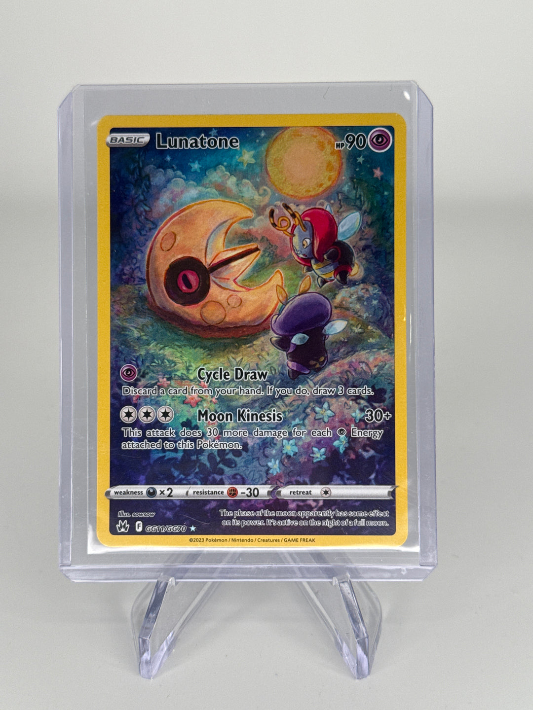 Pokemon TCG 2023 Lunatone Crown Zenith Galarian Gallery Holo, GG11/GG70