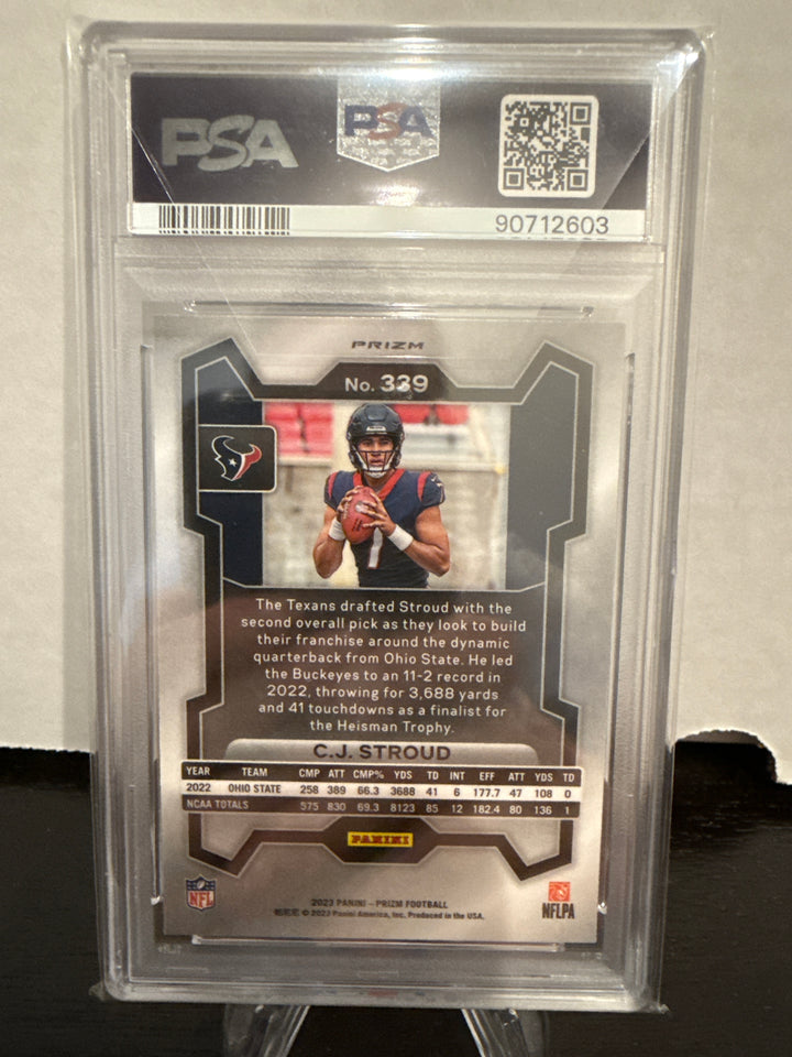 CJ Stroud 2023 Panini Prizm Green Wave Rookie, PSA 10 Gem Mint