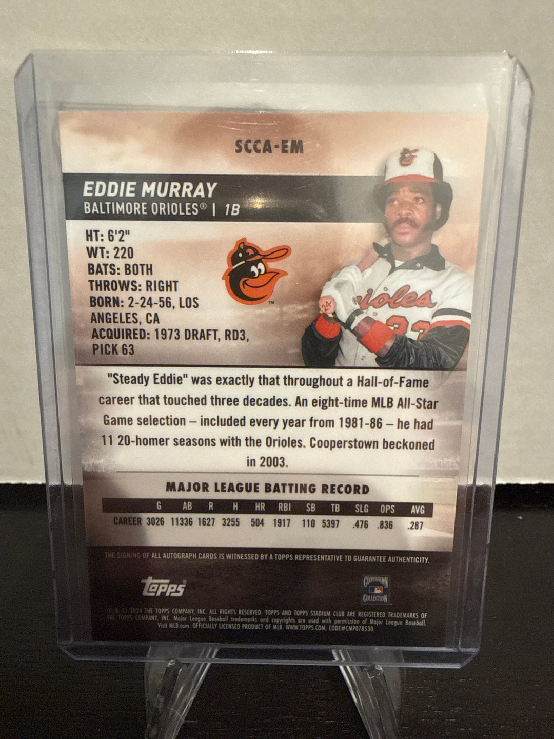 Eddie Murray 2024 Topps Stadium Club Chrome Auto