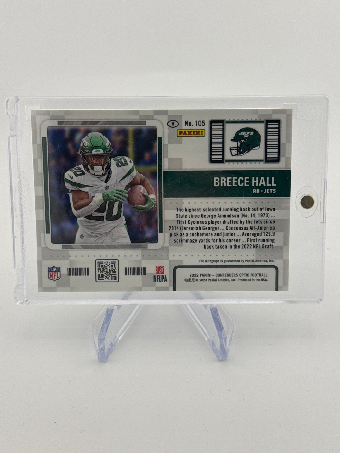 Breece Hall 2022 Panini Contenders Optic Rookie Ticket Variation Auto