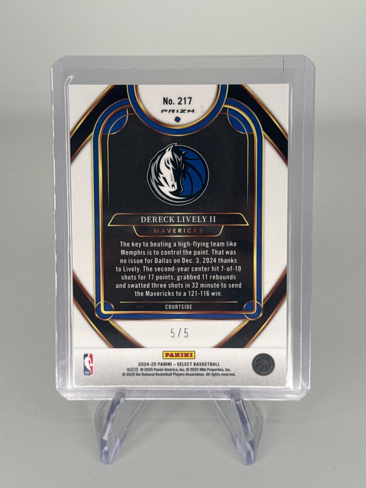 Dereck Lively II Panini Select Green Prizm, 5/5