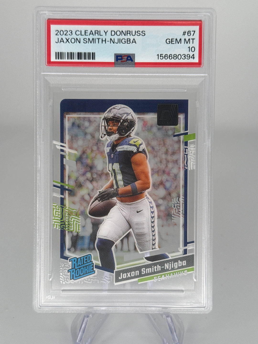Jaxon Smith Njigba 2023 Panini Clearly Donruss Rated Rookie, PSA 10 Gem Mint
