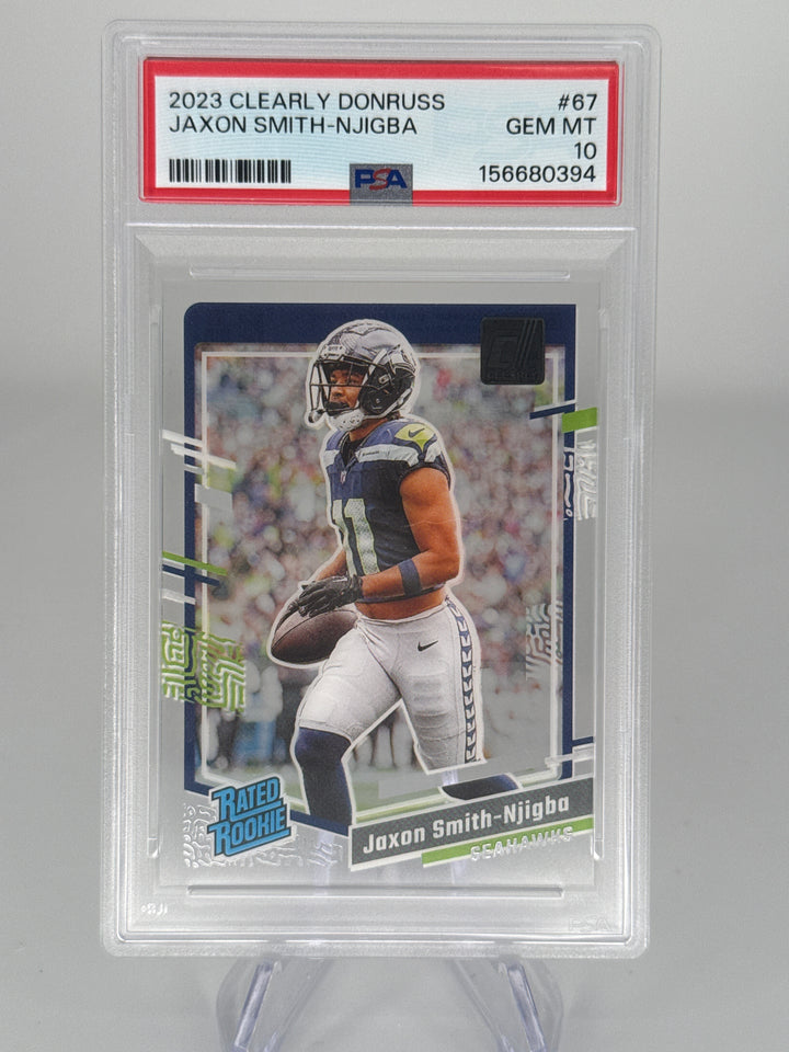Jaxon Smith Njigba 2023 Panini Clearly Donruss Rated Rookie, PSA 10 Gem Mint