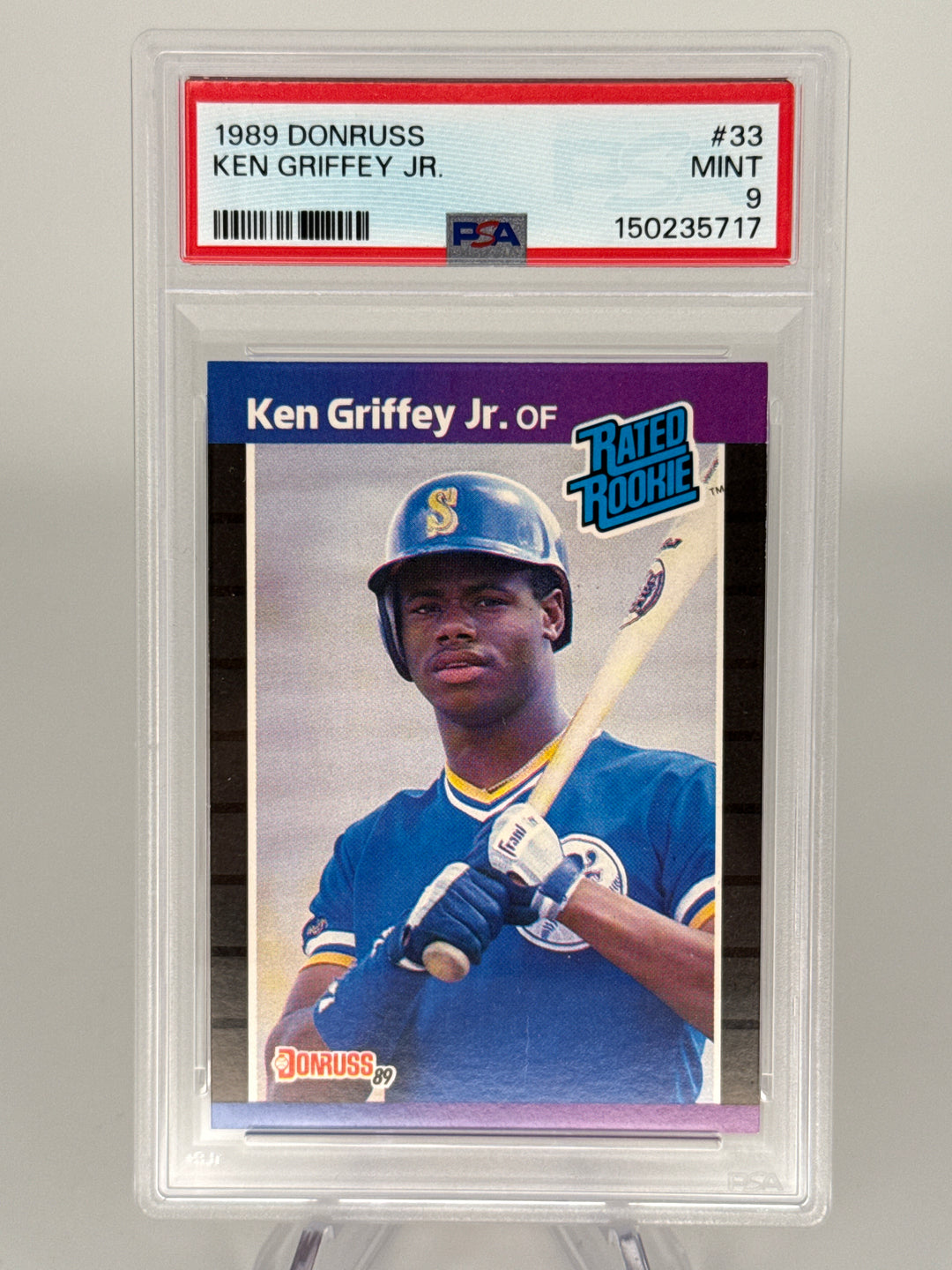 Ken Griffey Jr 1989 Donruss Rated Rookie, PSA 9 Mint