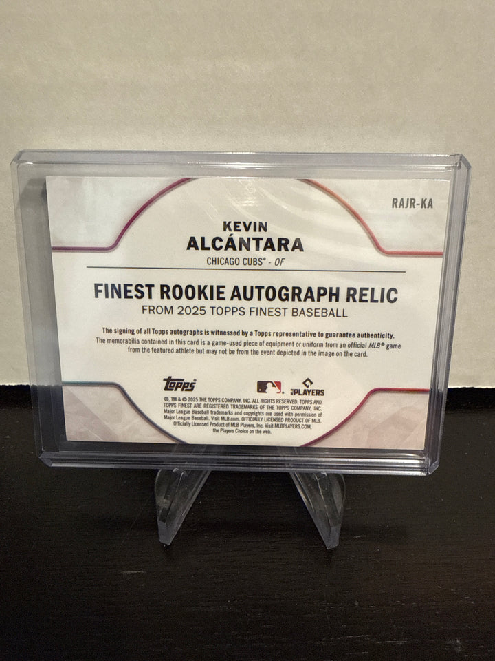 Kevin Alcantara 2025 Topps Finest Rookie Auto Relic Blue Refractor, 07/99