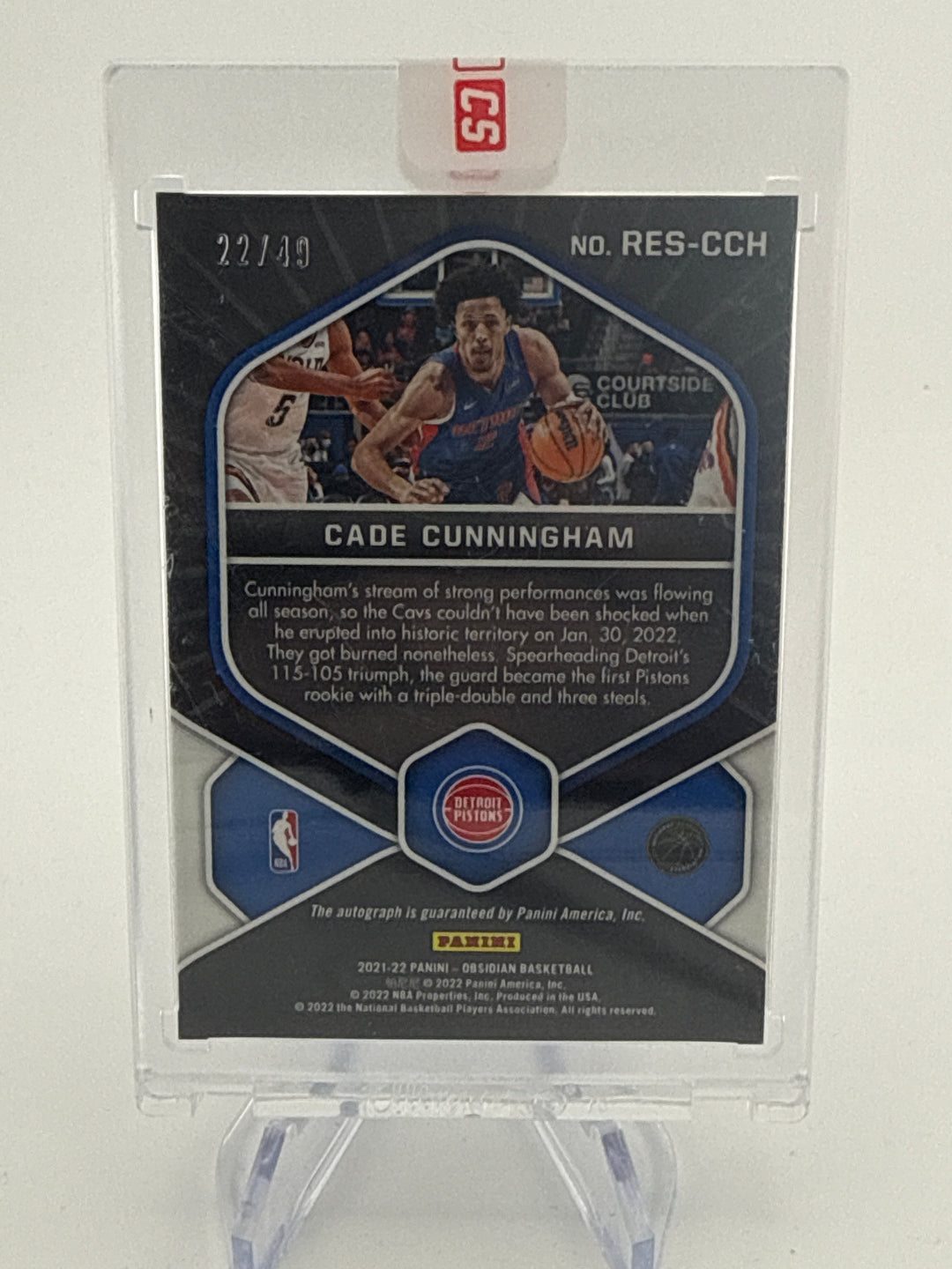 Cade Cunningham 2021 Panini Obsidian Electric Etch Purple Flood Rookie Eruption Auto, 22/49